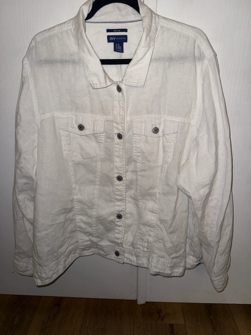JONES NEW YORK WHITE 100%  LINEN BUTTON DOWN JACKET SIZE 3X